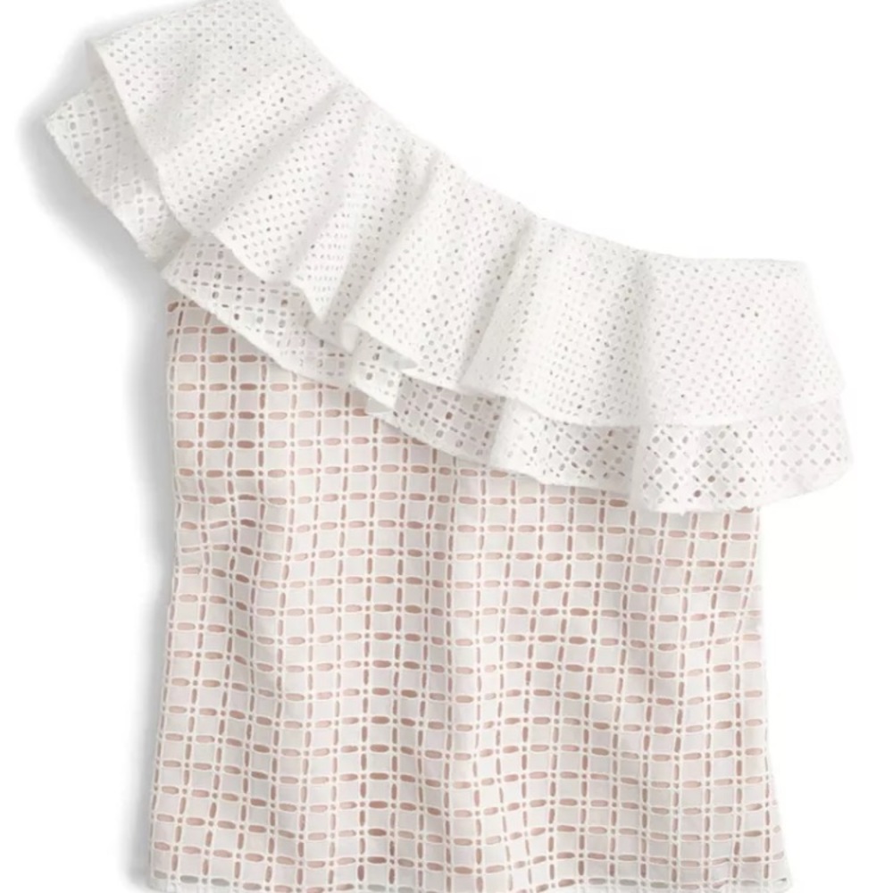 J. Crew One-Shoulder Eyelet Ruffle Top
